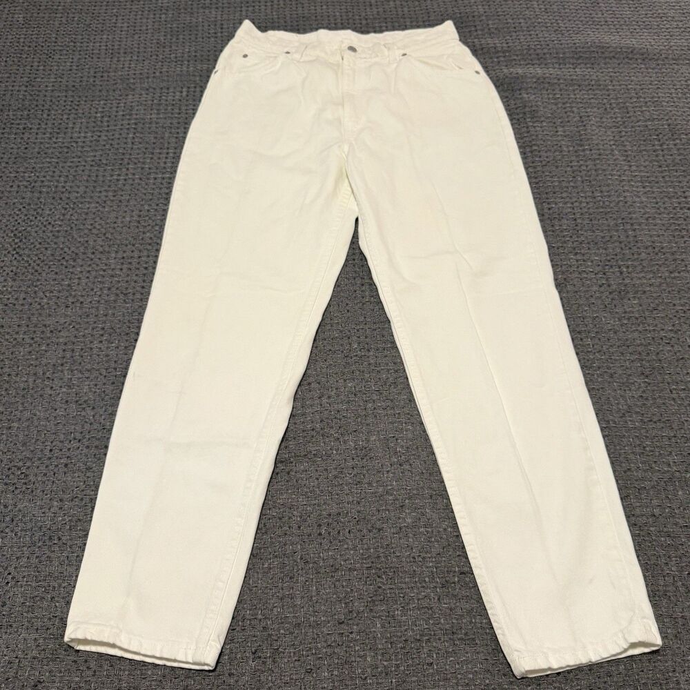 Vintage 80s 90s Levi’s 912 Orange Tab USA Women Slim Fit Tapered White Jeans 14
